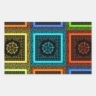Charming Chequered Multicolored Pattern Art Design Rectangular Sticker