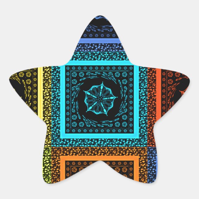 Charming Chequered Multicolored Pattern Art Design Star Sticker (Front)