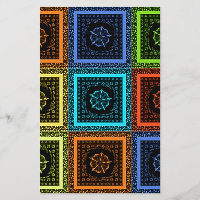 Charming Chequered Multicolored Pattern Art Design Stationery (Front)