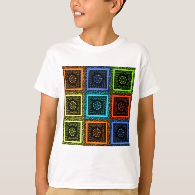 Charming Chequered Multicolored Pattern Art Design T-Shirt (Front)