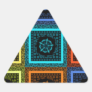 Charming Chequered Multicolored Pattern Art Design Triangle Sticker