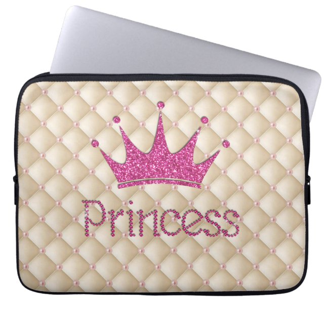 Charming Chic Pearls ,Tiara, Princess,Glittery Laptop Sleeve (Front)