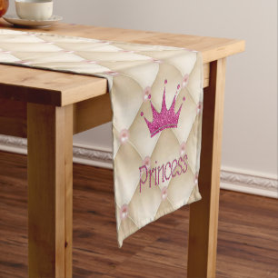 Charming Chic Pearls ,Tiara, Princess,Glittery Short Table Runner
