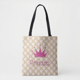 Charming Chic Pearls ,Tiara, Princess,Glittery Tote Bag
