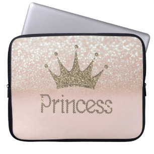 Charming Chic Tiara Princess,Glitter Bokeh Laptop Sleeve