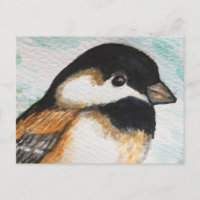 Charming Chickadee Bird Watercolor Cute Small