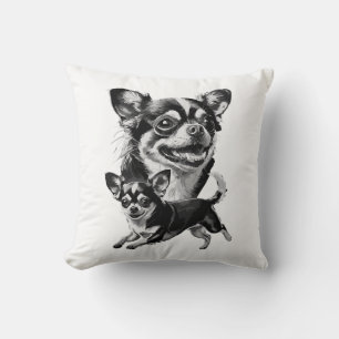 Charming Chihuahua Duo Black and White Pet Cushion