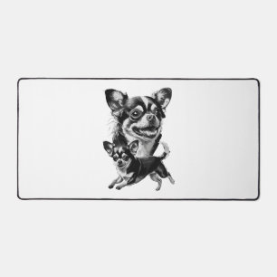 Charming Chihuahua Duo Black and White Pet Desk Mat