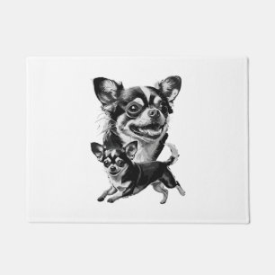 Charming Chihuahua Duo Black and White Pet Doormat