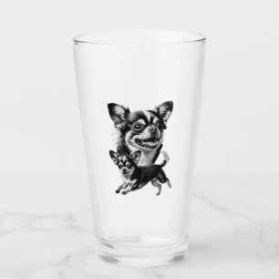 Charming Chihuahua Duo Black and White Pet Glass