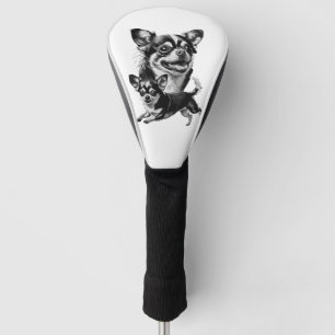 Charming Chihuahua Duo Black and White Pet Golf Head Cover