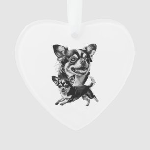 Charming Chihuahua Duo Black and White Pet Ornament