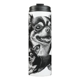 Charming Chihuahua Duo Black and White Pet Thermal Tumbler