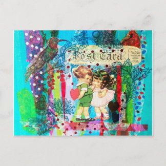 Charming Children Vintage-Style Valentine's Day Postcard