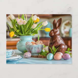 Charming Chocolate Easter Bunny Holiday Postcard