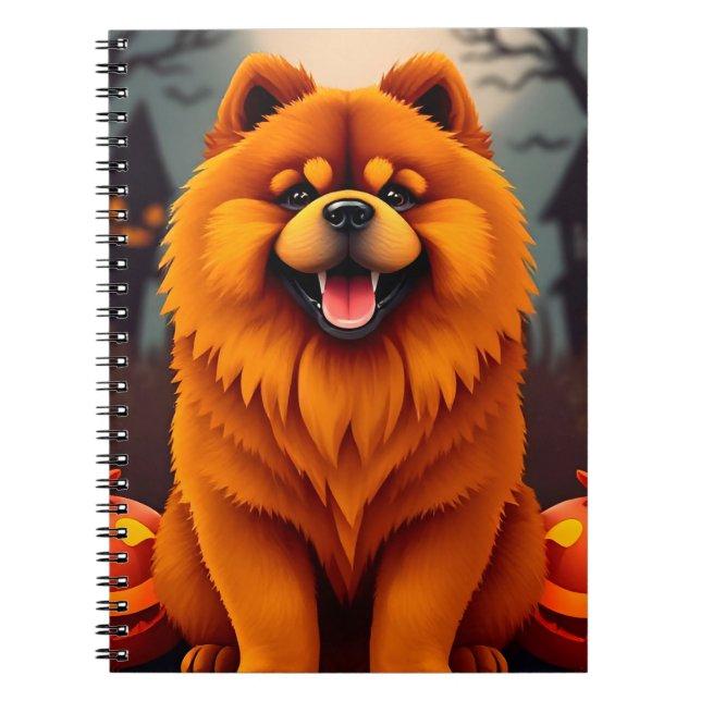 Charming Chow Chow Dog Celebrating Halloween Notebook (Front)