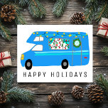 Charming Christmas Camper Vintage RV Xmas Postcard<br><div class="desc">Customisable card,  Add your own text to the back or front of the card.
Check my shop for more designs or let me know if you'd like something custom.</div>