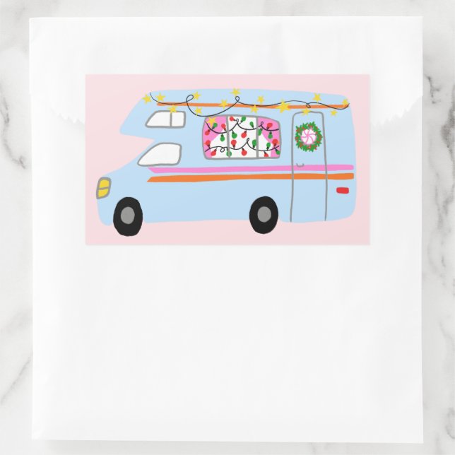 Charming Christmas Camper Vintage RV Xmas Rectangular Sticker (Bag)