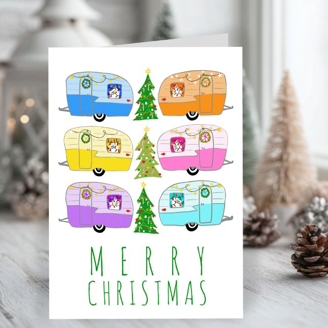 Charming Christmas Camper Vintage Trailer RV Xmas Card (Charming Christmas Camper Vintage Trailer RV Xmas Holiday CUSTOM Card
)