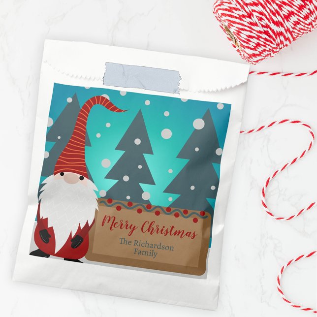 Charming Christmas Gnome Snowy Winter Landscape Favour Bags (Creator Uploaded)