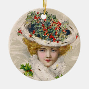 Charming Christmas Lady Ceramic Tree Decoration