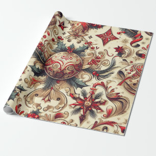Charming Christmas Motifs Wrapping Paper