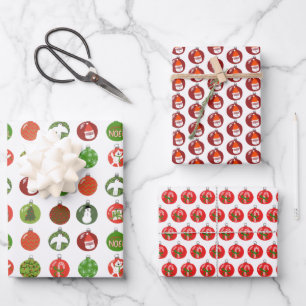 Charming Christmas Ornaments Xmas Holiday Variety Wrapping Paper Sheet