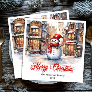 Charming Christmas scene napkins classic palette