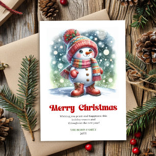 Charming Christmas snowman classic kids greeting Holiday Card