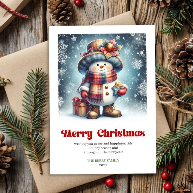 Charming Christmas snowman festive watercolor card (Charming Christmas snowman festive watercolor greeting digital)