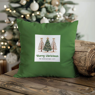 Charming Christmas Trees Earthy Colours Custom  Cushion