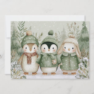 Charming Christmas with animals Christmas Holiday Card