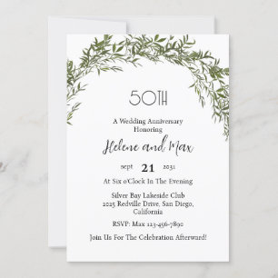 Charming Classic Greenery Wedding Anniversary Invitation