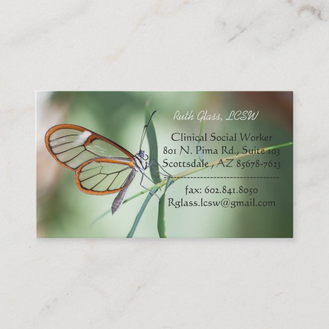 Charming Clear-Wing Butterfly Business Card (Front)
