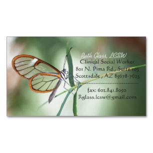Charming Clear-Wing Butterfly Magnetic Business Card