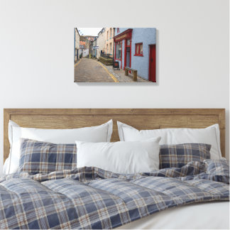 Charming Cobbled Street in Staithes Village Canvas Print