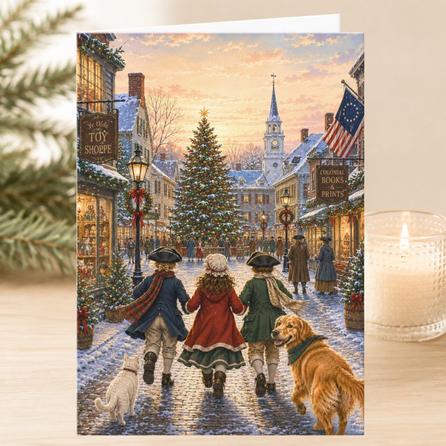 Charming Colonial Christmastime Merry Christmas Card (Creator Uploaded)