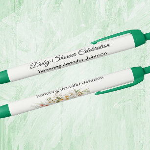 Charming Colorful Garden Baby Shower Favors Black Ink Pen