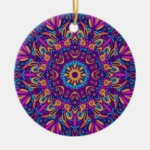 Charming colourful mandala seamless pattern  ceram ceramic tree decoration