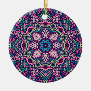 Charming colourful mandala seamless pattern ceram ceramic tree decoration