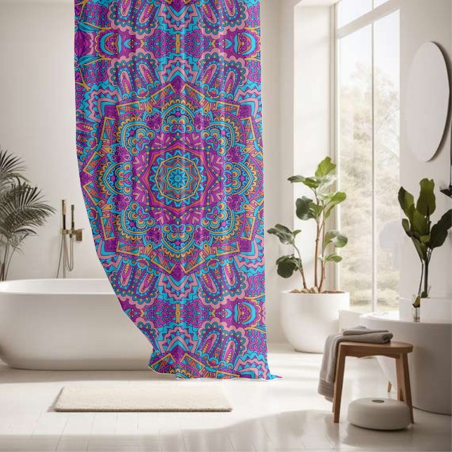 Charming colourful mandala seamless pattern  shower curtain (Creator Uploaded)