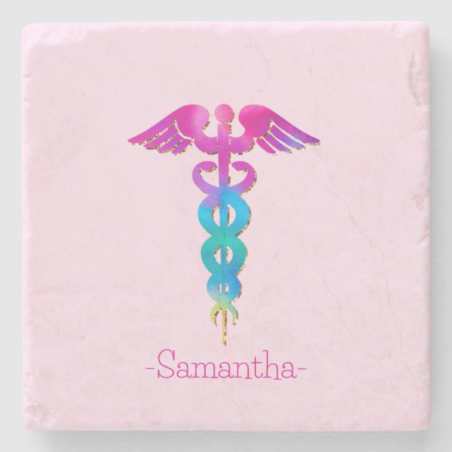 Charming & Colourful Medical Logo Design Stone Coaster (Front)