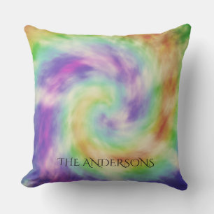 Charming Colourful Spiral Tie Dye Monogram Cushion