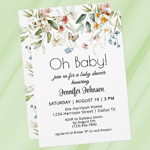 Charming Colourful Vintage Florals Baby Shower Invitation