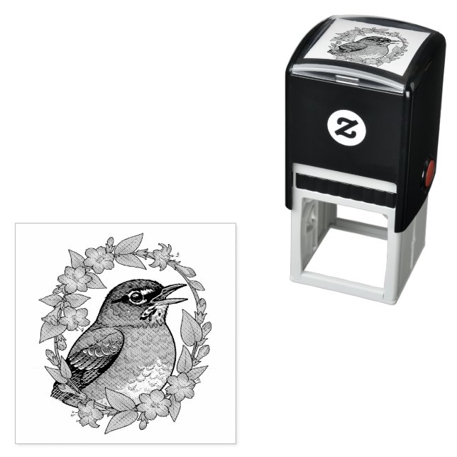 Charming Connecticut Bird With Mirabilis Self-inking Stamp (In Situ)