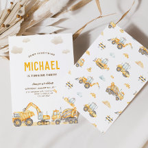 Charming Construction Birthday Invitation