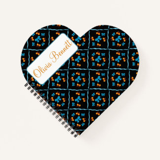 Charming Coquette Bow Geometric Tile black Accent Notebook