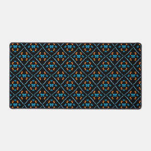 Charming Coquette Bow Geometric Tile Black Desk Mat