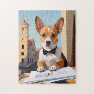 Charming Corgi Architect Dog Lover Jigsaw Puzzle