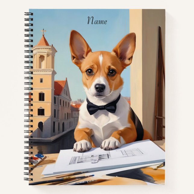 Charming Corgi Architect Dog Lover Notebook (Front)